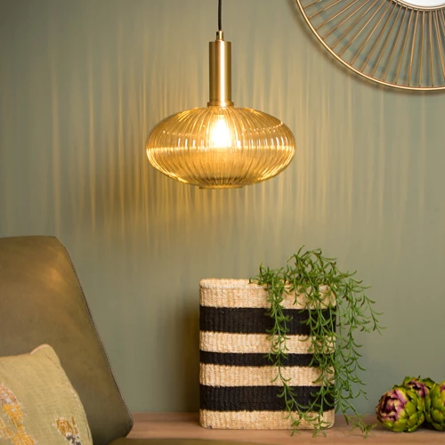 Lucide MALOTO - Pendant light - Ø 30 cm - 1xE27 - Amber - atmosphere 1